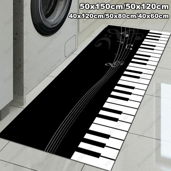 Black & white Piano Printing Carpet Living Room Bedroom Entrance Door Mat Kitchen Bathroom Non-slip Waterproof Carpet Household Supplies(40x60cm-50x80c