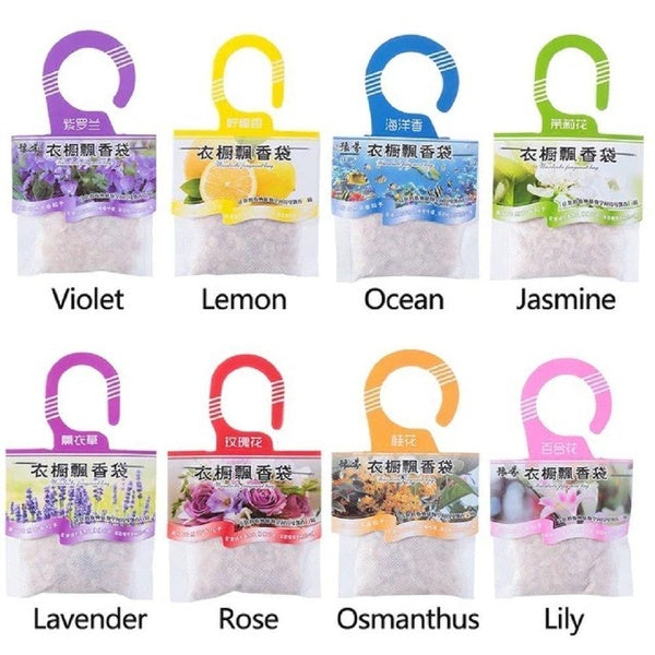 5packs Natural Fragrances Hanging Spices Bag Wardrobe Deodorizing Paper Sachets Aromatherapy Bag Cabinet Air Fresheners
