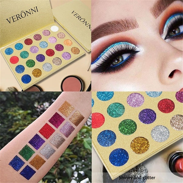 VERONNI Party Stage Maquillage des yeux Palette de fards à paupières à sequins de charme Palette de fards à paupières à paillettes longue durée Palet