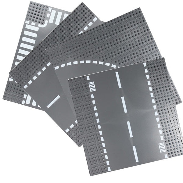 Classic City Road Street Baseplate Set Bricks Toys Straight Crossroad Curve T-Junction Building Blocks Parts Base Plate Gift Compatible