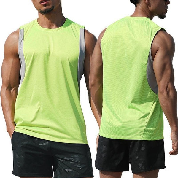 Mode Séchage Rapide Singlet Hommes Sport Sans Manches Respirant Gilet Fitness Formation Débardeurs Hommes Col Rond Course Fitness Muscle Formation To