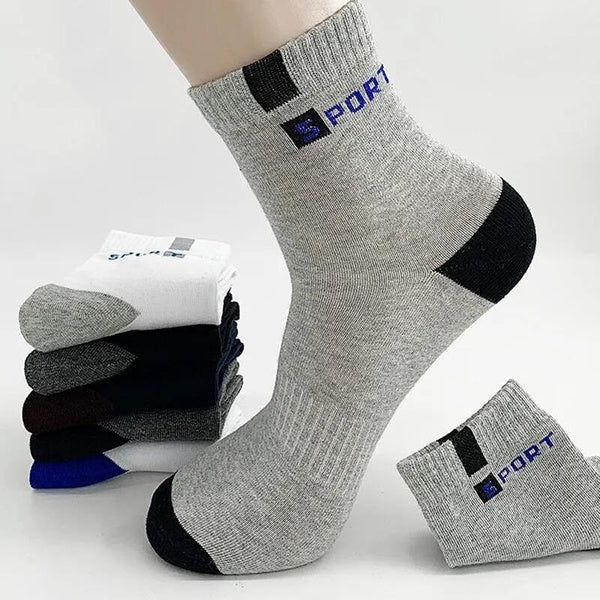 5 paires de chaussettes en coton pour hommes, chaussettes tricotées, Fitness, respirantes, à séchage rapide, pour le cyclisme, la course à pied, à la