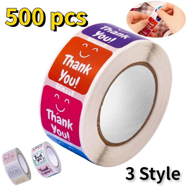 500 PCS Cartoon Children Sticker Square Label Thank You Stickers Teacher Motivation Cute Toy Game Tag DIY Gift Sealing Label Decoration Supplies Stud