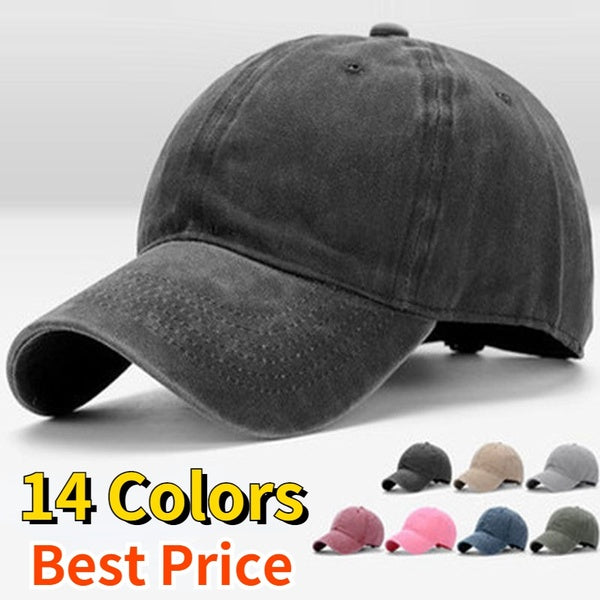 Men Plain Washed Cap Style Cotton Adjustable Baseball Cap Blank Solid Hat