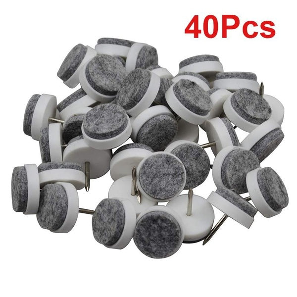 40Pcs Nail On Felt Pads,Plastic Furniture Felt Pads for Chair Table Leg,Heavy Duty Chair Sliders Glides Floor Protector