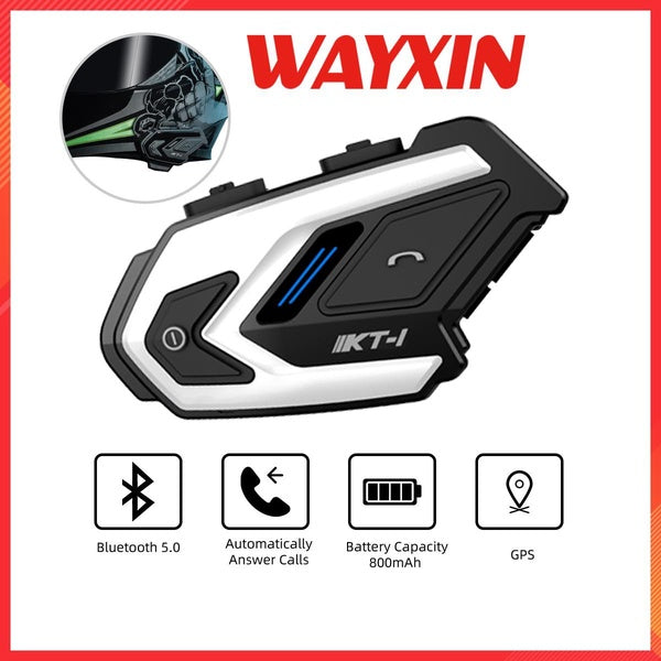 NEW KT1 Motorcycle Helmet Bluetooth Headset Intercom BT 5.0 Voice Headphones Hands-free IP67 Waterproof