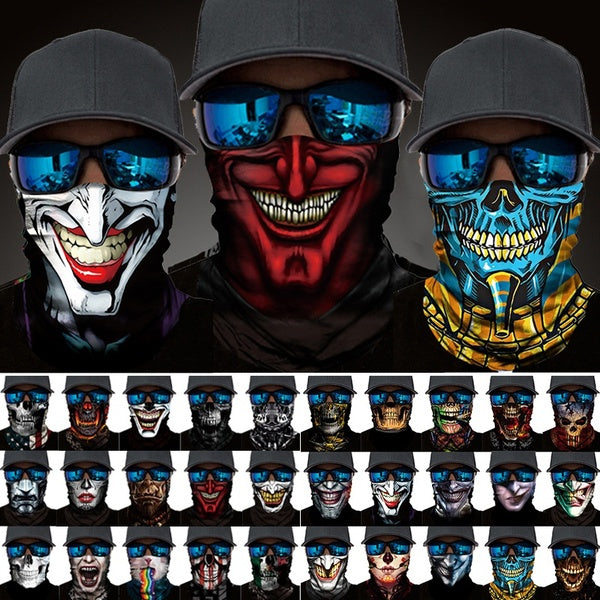 Chaud sans couture Joker magique Bandana crâne fantôme cache-cou Clown Tube écharpe tête bouclier Anti-UV demi visage couverture bandeau