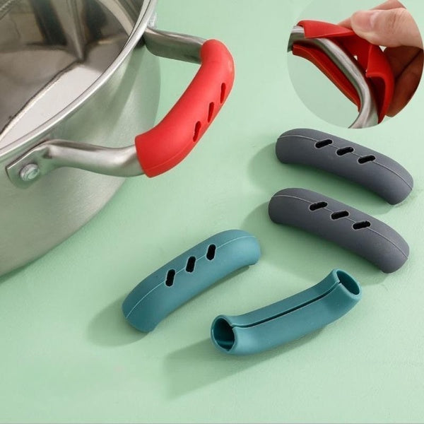 2Pcs-set Silicone Anti-scald Pot Handle Cover Insulation Oven Glove Casserole Ear Pan Pot Holder Oven Grip Anti-hot Pot Clip Household Kitchen Access