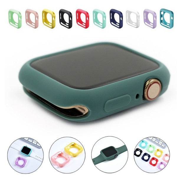 Silicone Cover for Apple watch Case 44mm 40mm 42mm 38mm Accessories bumper screen Protector compatible for iwatch series 6 SE 5 4 3 2 1