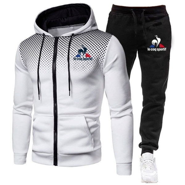 Fashion men's high quality personalized sportswear hoodie jacket + jogging pant fitness wear