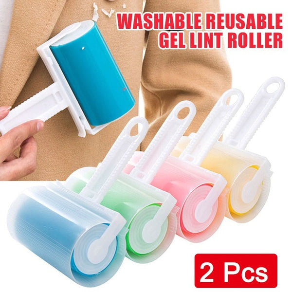 2Pcs Washable Reusable Gel Lint Roller Silicone Dust Wiper Cat Dog Comb Pet Hair Remover Cleaning Hair Brush Sticky Roller Lint Remover