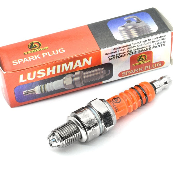 High Performance 3 Electrode A7TC A7TJC Spark Plug for GY6 50-125cc Moped Scooter ATV Quads Curved Beam Engine Motorcycle Orange For Honda Kawasaki K