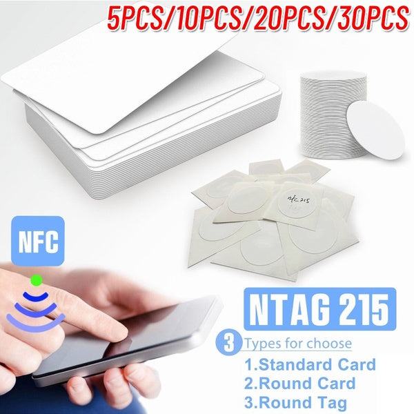 5-10-20-30pcs NFC Tags NTAG215 NFC Cards Réinscriptibles NFC Coin Card Business Card NFC 215Tags NFC Chip, 504 Bytes Memory for NFC-Enabled Mobile Ph