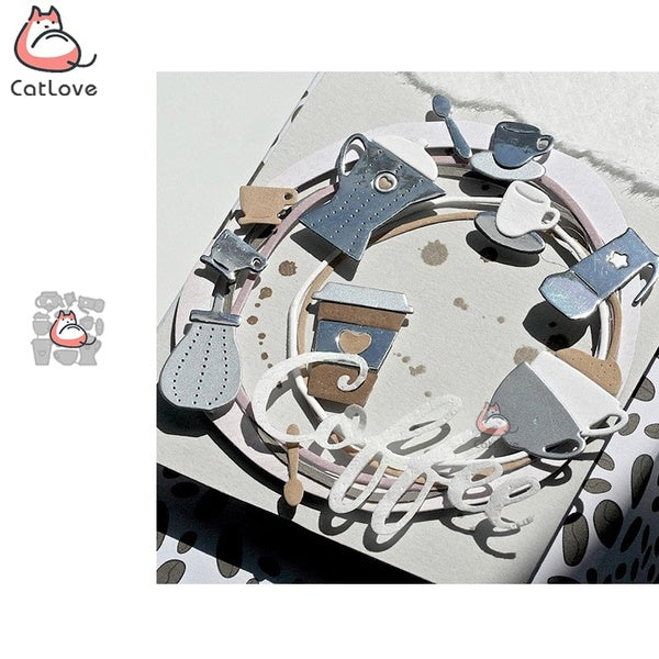 Catlove tasse à café en métal matrices de découpe Scrapbooking moule couteau pochoir découpes carte faisant bricolage artisanat gaufrage nouveaux mat