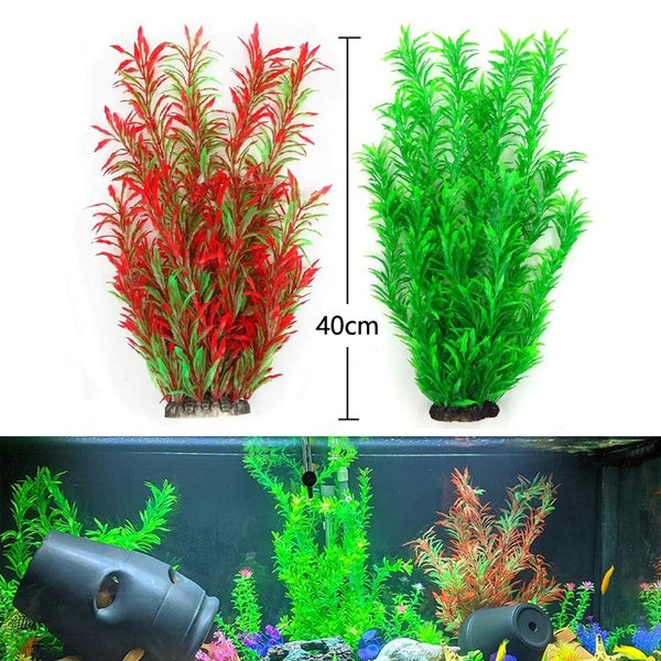 Aquarium Plants Fish Tank Plants Artificial Water Aquatic Tall Plant Red Green Big for Fish Frog Tank Decorations