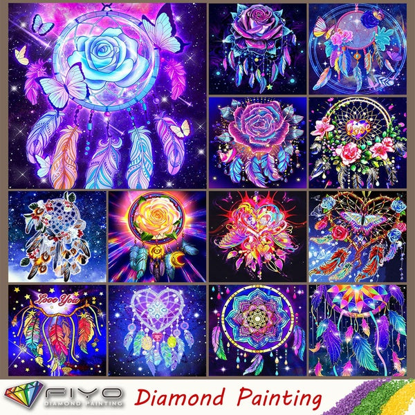 FIYO Dream Catcher Diamond Painting Kits For Adults DIY 5D Diamond Mosaic Diamond Painting Home and Kitchen Fashion Canvas Pictures Wall Decoration G