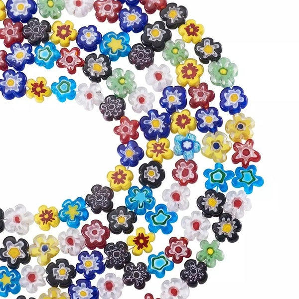 8-12mm Plum-shaped Colored Glaze Beads Flower Glass Loose Beads Strands DIY Making Bracelets Necklaces Jewelry Accessories Making DIY Matron Inn