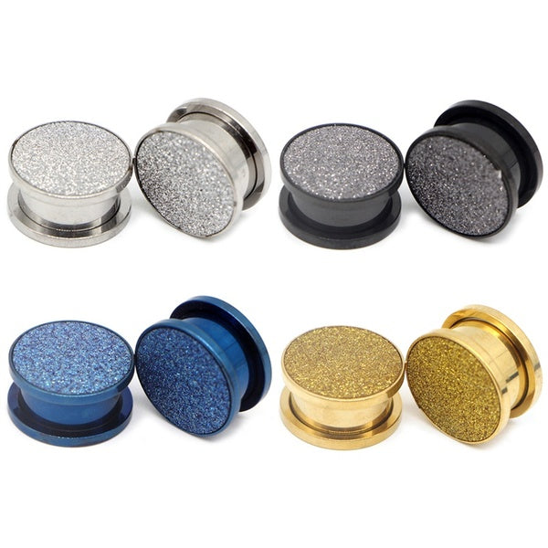 Alisouy 2 pièces en acier gommage bouchons d'oreille Tunnels vis boucles d'oreilles jauges Kits piercings corps civières conique kit bouchons pour fe