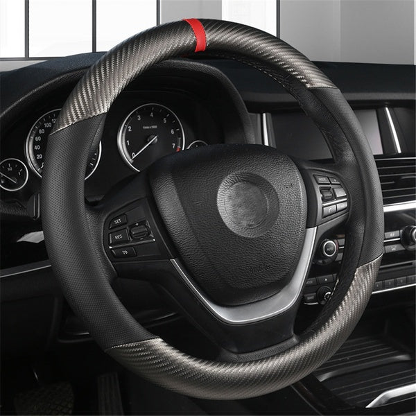 Carbon Fiber Leather Steering Wheel Cover Breathable Non-slip Interior Accessories 38cm for BMW F30 F31 F07 F10 E90 E91 E92 E87