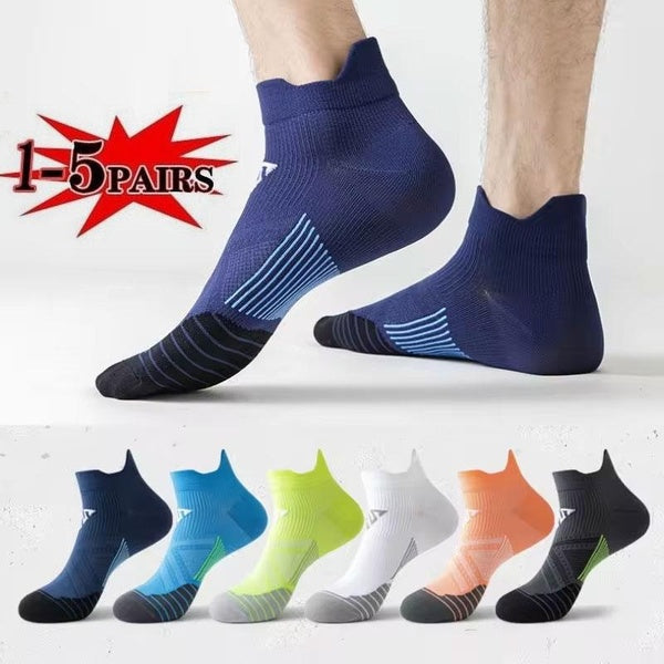 1-5 Pairs of Anti Slip Ankle Socks for Men and Women, Breathable Short Tube Socks for Outdoor Running, Basketball and Soccer, Black Socks
