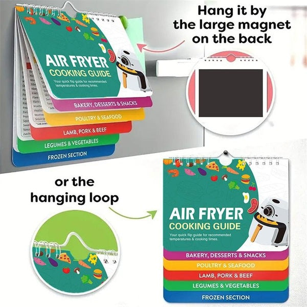 Air Fryer Magnets Cooking Guide Booklet Cheat Sheet Refrigerator Sticker Cheat Sheet Set Cooking Times Chart Air Fryer Accessories Cooking Temp Guide