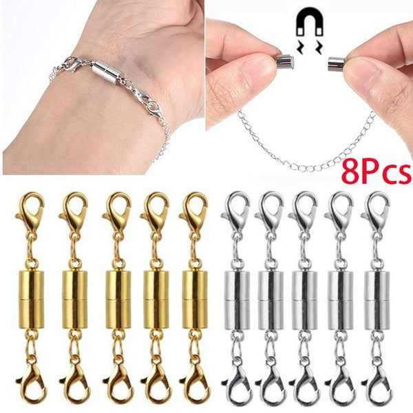 8PCS Magnetic Lobster Clasp DIY Jewelry Making Accessories Gold Necklace Bracelet Connector Hook Clasp Metal Silver Matron Inn