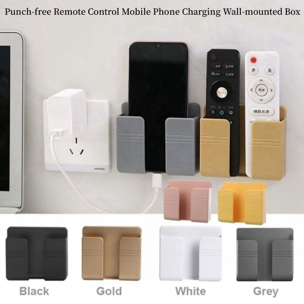 Christmas Promotion！6Colors Punch-free Remote Control Wall Mounted Organizer Box Remote Control Rack Air Conditioner Storage Case Phone Plug Charging