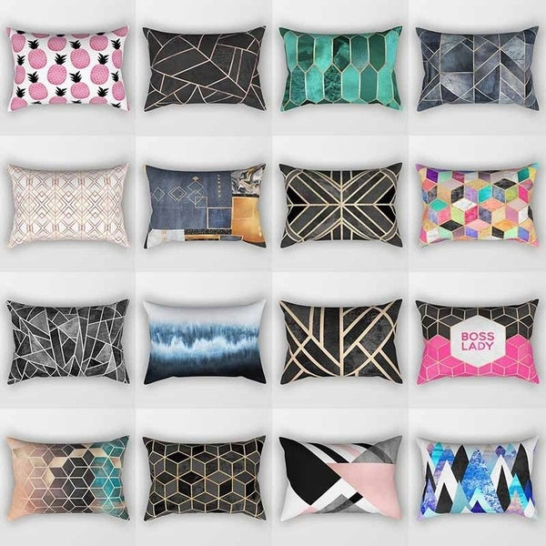 Simple geometry, printed rectangular pillowcase for home decoration (30cm * 50cm)