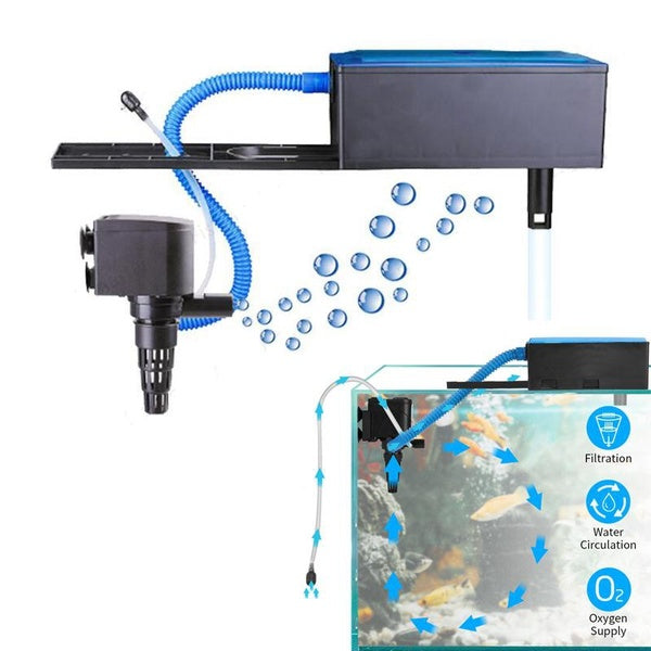 Filtre d'aquarium Dispositif de filtre trois en un Aquarium Cycle silencieux Pompe à oxygène Réservoir Filtre Boîte Filtre supérieur Pompe d'aquarium
