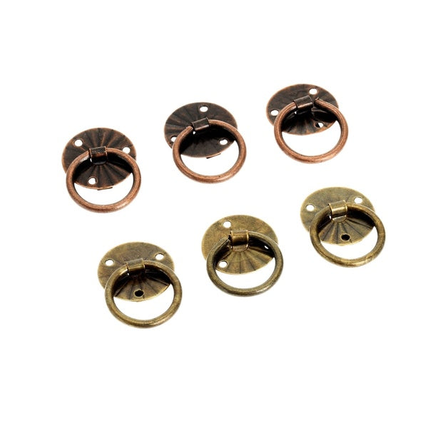 12 pcs Antique En Laiton Décoratif Mini Bijoux Poitrine Boîte Meubles Poignée Cabinet Commode Tiroir Tirez Bouton Anneau Poignée De Porte w - Vis