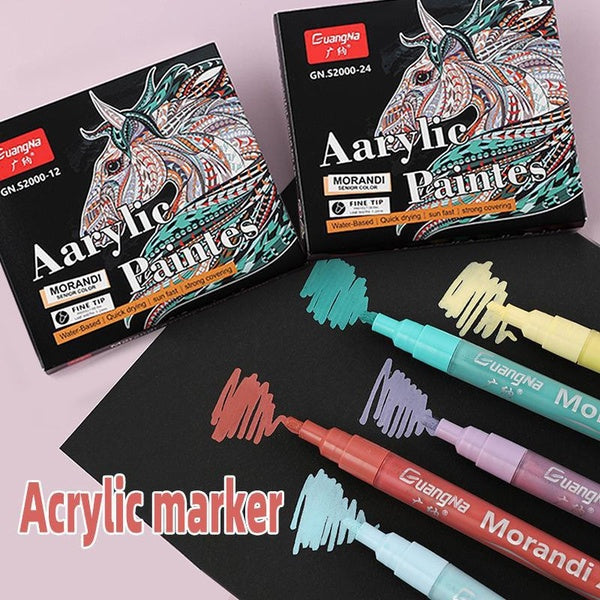 48Colors Morandi Acrylic Markers Pen Water-Based Brush Pens For DIY Craft Making Rocks Painting Wood Fabric Glass Canvas Drawing Pen Graffiti Art Sup