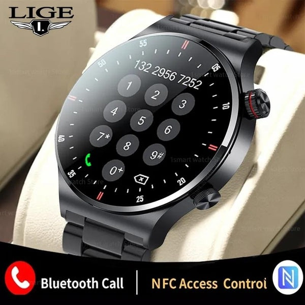 2023 LIGE ECG + PPG montre pour hommes montre intelligente Bluetooth appel tension artérielle Smartwatch météo pleine touche montre-bracelet pour hom