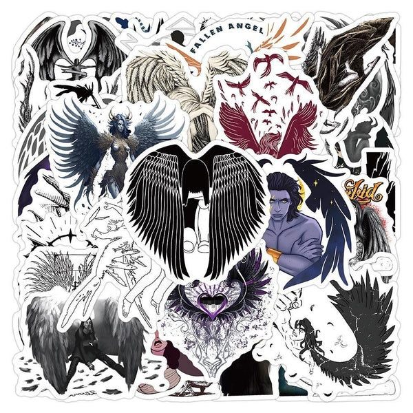 10-52Pcs Dark Fallen Angel Stickers Lucifer Satan Graffiti Stickers for DIY Luggage Laptop Skateboard Motorcycle Bicycle Stickers