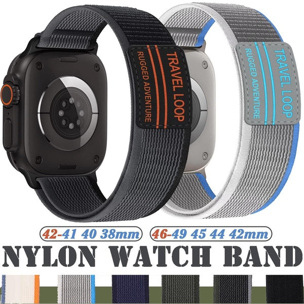 Nylon Band for Smart Watch Ultra 2-Ultra 10 46mm 9 8 7 49mm 45mm 41mm 44mm 40mm 42mm 38mm for Smartwatch Series 6 SE 5 4 3 2 1,Sport Men Bands Strap