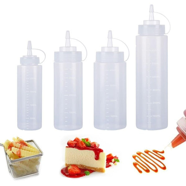 3-4Pcs Plastic Squeeze Bottles 8 oz Condiment Squeeze Bottle Multipurpose Squirt Bottles for Ketchup Oil Jam BBQ Sauce Dressing Grilling Crafts Syrup