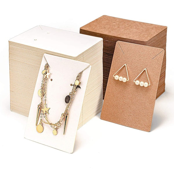 Earring Display Card,Necklace Cards 200 Pack Set(100 Earring Cards,100 Self-Sealing Bags) Kraft Paper DIY Jewelry Accessories Card for Necklace Earri