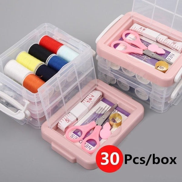 30-piece Sewing Box Set Household Sewing Sewing Sewing Bag Portable Three-layer Manual Sewing Bag Storage Box