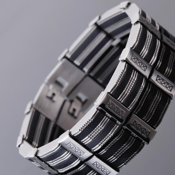 316L Stainless Steel Man Bracelet for Men Men's Silicone Bracelets & Bangles Fashion On Hand Chain Wrist Jewellery Accessory Armband