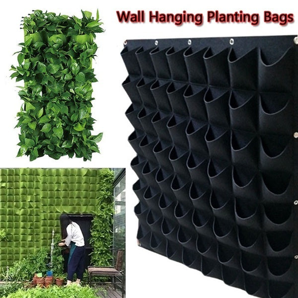 (4-7-9-12-18-36-49-64-72 Pockets) Pockets Wall Hanging Planting Bags Garden Vertical Planter Multi Pocket for Wall-mounted Gardening Flower Outdoor I