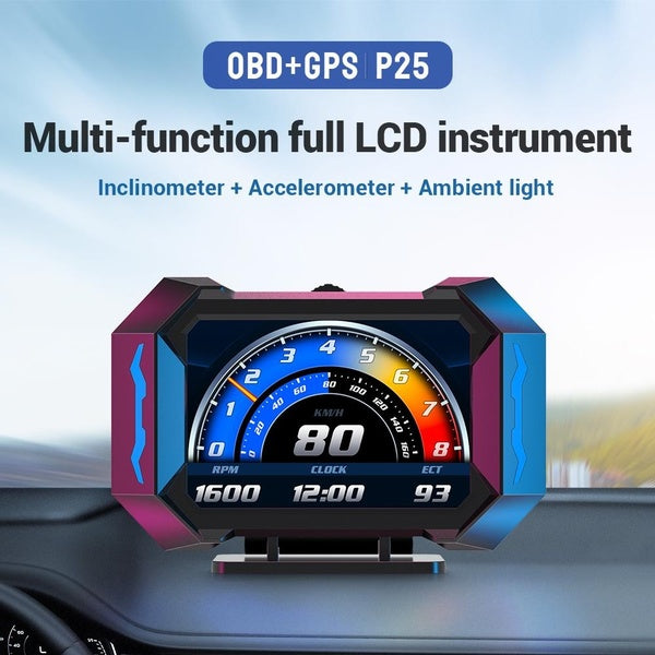 Majesun 3.3inch OBD GAUGE METER OBD2 METER OBD+GPS P6 OBD2 DIGITAL METER SCANNER Hud Water Temp RPM Turbo Boost Automotive Car