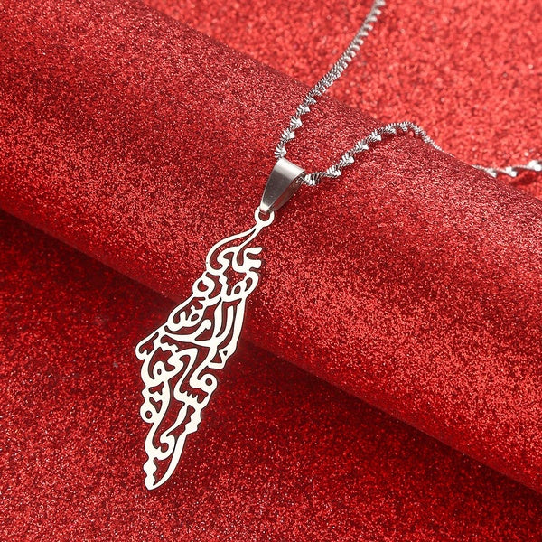Acier inoxydable Israël carte pendentif collier juif à la mode Israël carte bijoux