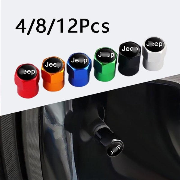 4-8-12Pcs-set Jeep Automotive Aluminum Alloy Tire Valve Stem Cover Dust Proof Air Cover Wheel Protective Cover Valve Cap Valve Stem Cover Automotive