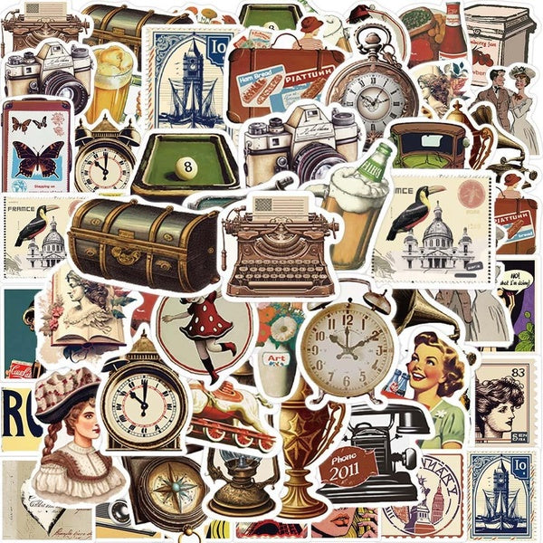 10-50pcs Retro Style Stickers Vintage Item Journal graffiti Stickers for DIY Luggage Laptop Skateboard Bicycle Stickers