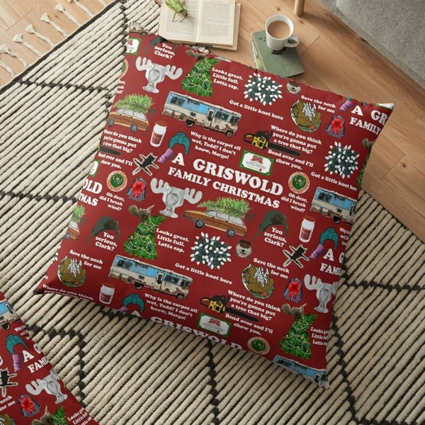 Christmas Vacation Collage Throw Pillow Cover