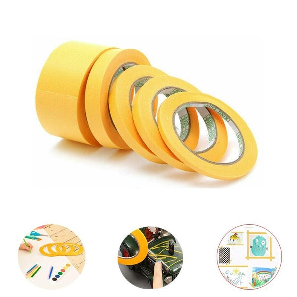 50M-20M-18M Yellow Masking Tape Adhesive Tape Textured Paper Car Paint Decoration Seamless Hand Tear Without Mark For Painting