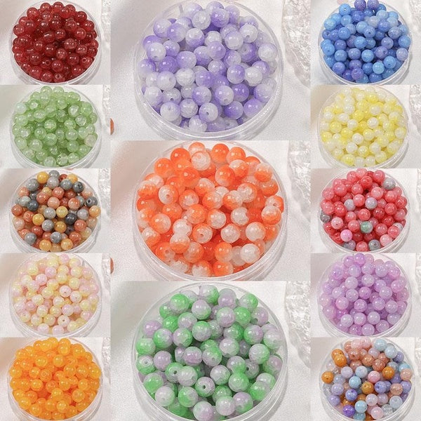 24Pcs 8MM Beads Jewelry Making Accessories Crystal Energy Stone Mixed Candy Colors Glass Crystal Loose Beads for Bracelet Necklace DIY Jewelry Making