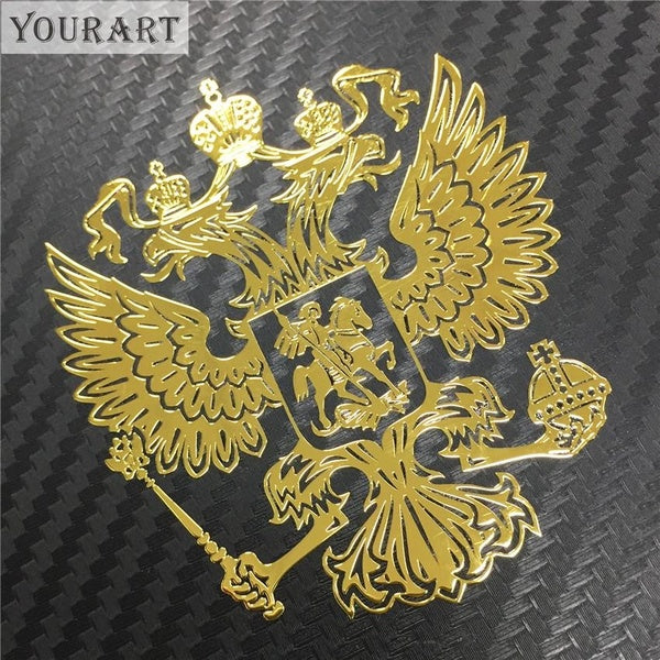 Russian Coat of Arms Metal Car Sticker Russian Federation Double-headed Eagle Car Styling Stickers for Cars Laptops Moto