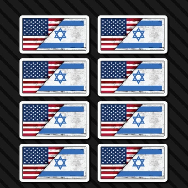 8x Israel American Flags License Plate Sticker Hard Hat Decal Israeli Support