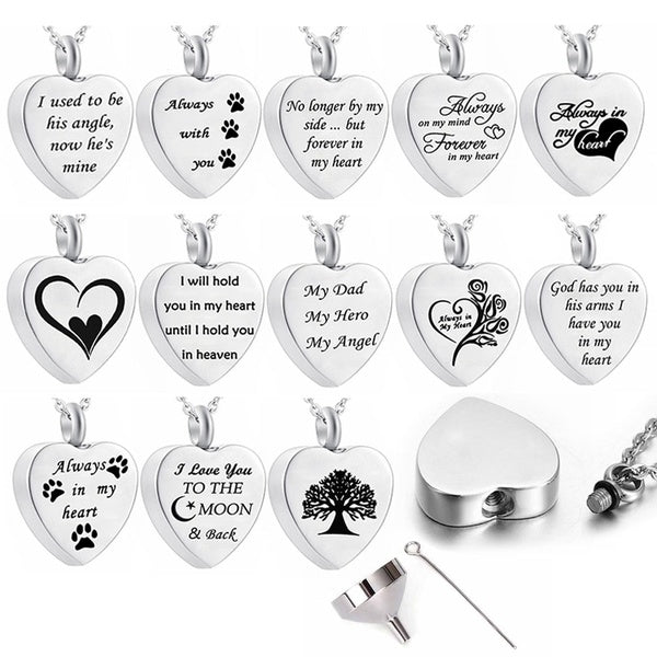 Stainless Steel Funeral Cremation Pet Tree Of Life Necklace Keepsake Urn Perfume Necklace For Ashes Memorial Jewelry Mementos Gifts Always In My Hear