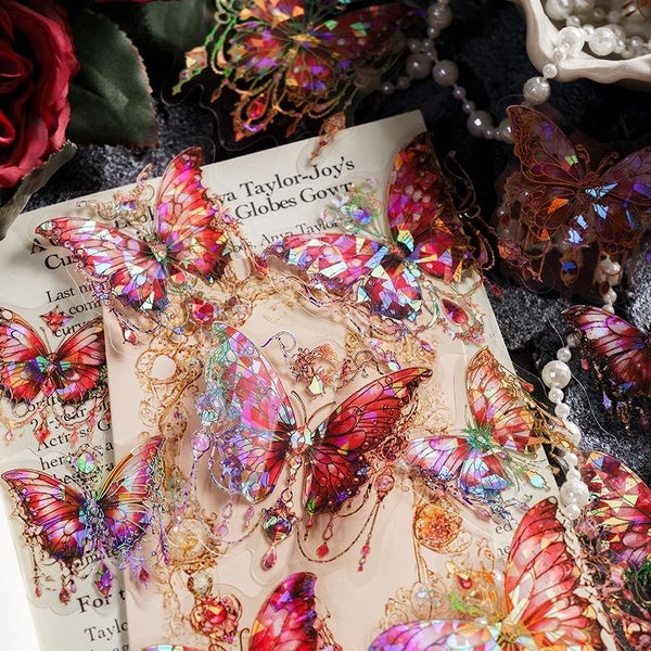 Paquet d'autocollants décoratifs papillon Laser PET, 20 pièces, matériel parfait pour la journalisation, fournitures de Scrapbooking, bricolage